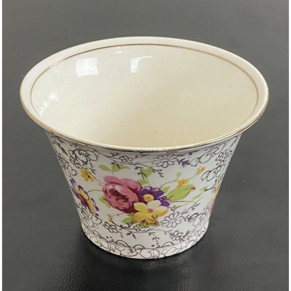 James Kent Fenton Pearl Delight Open Sugar Bowl England 2" Tall Floral - Picture 1 of 8